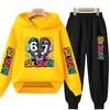 Autumn Kids Hoodie Black Boy Girl White Pink 3-12Yrs 67 Six Seven Print Clothing Casual Top+Trousers Child Gift Coat Set