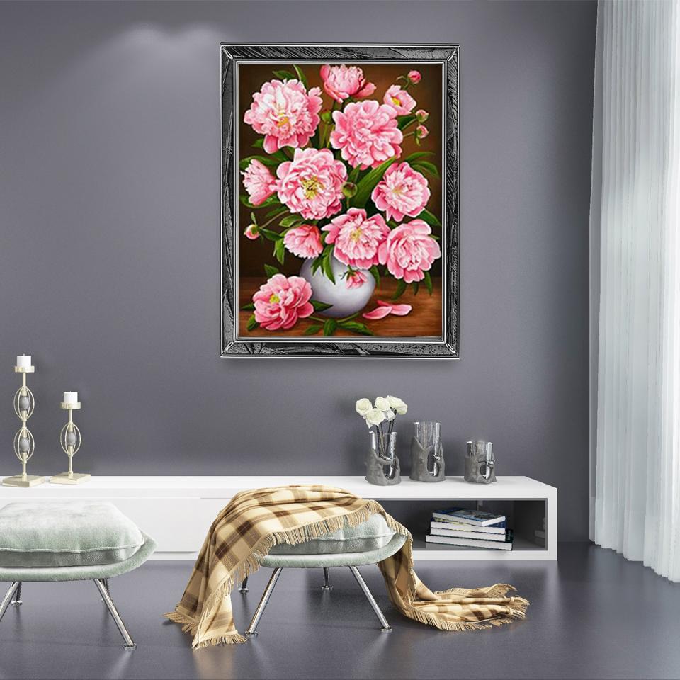 DIY 5D алмазная живопись ваза для цветов вышивка крестиком полная круглая Алмазная вышивка мозаика Цветочная картина из страз Декор подарок