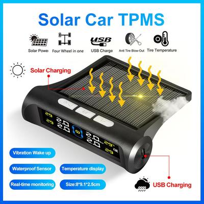 Монитор давления в шинах автомобиля на солнечной энергии TPMS Автомобильная система сигнализации давления в шинах Системы автоматической охранной сигнализации Комплект датчиков давления в шинах