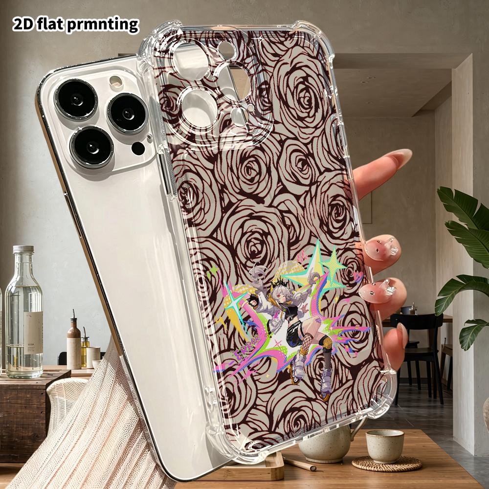 Чехол для телефона: 2D плоский дизайн, подходит для iPhone 18 17 16 15 14 13 Pro, прозрачный с защитой углов, сереброволосая девушка, Рождество и Хэллоуин