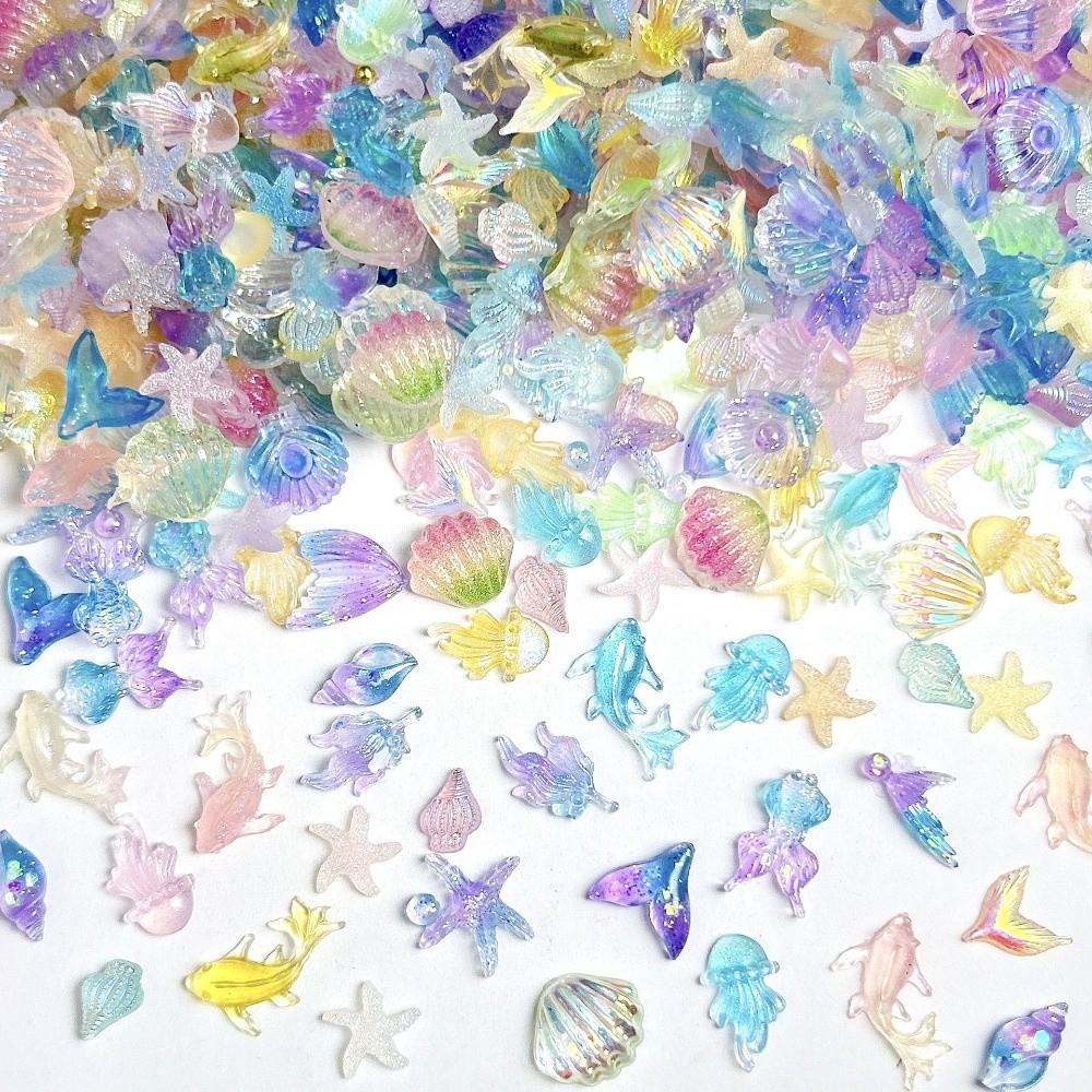 Colorful Translucent 3D Nail Charms Marine Design Multiple Shapes Nail Art Decorations Resin Resin Nail Decorations