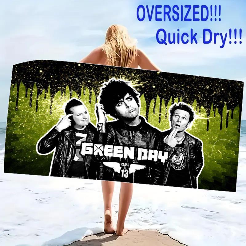 Band Green Day Print Beach Towel, Large Soft Quick Dry Towel for Beach Camping Swimming