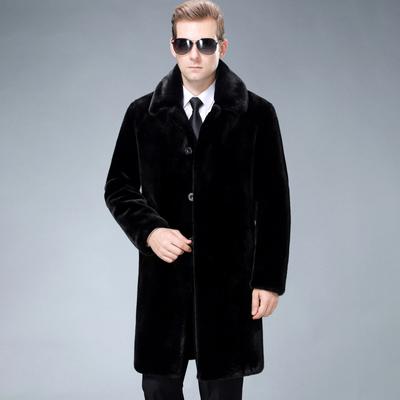 Новая зимняя норковая шуба для мужчин, норковая бархатная шуба длиной до колена для пап среднего и пожилого возраста