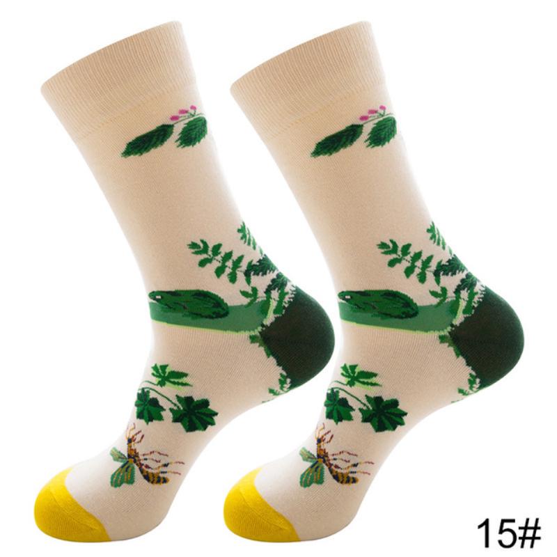 Новые осенне-зимние хлопковые носки для мужчин и женщин, модные трендовые носки, крутые носки с рисунками животных и фруктов
