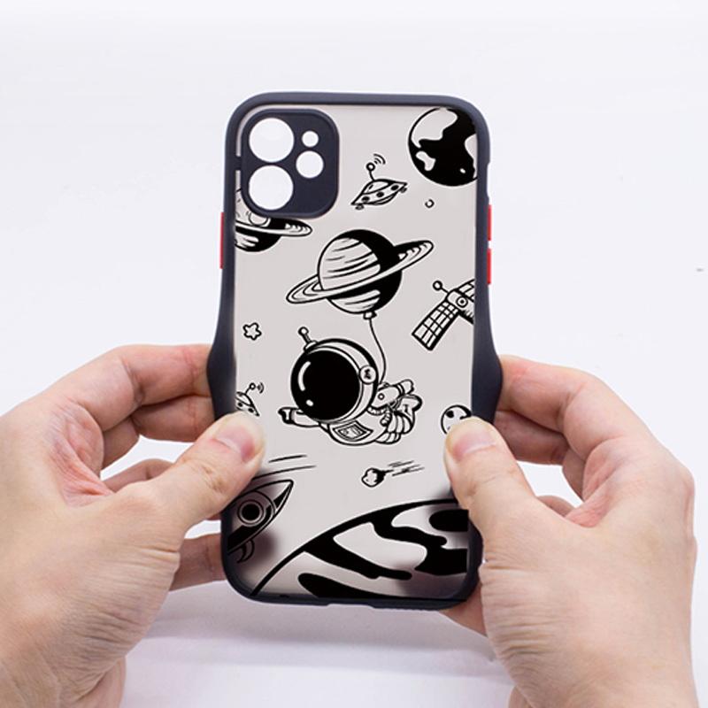 Роскошный матовый мультяшный противоударный чехол для телефона с космонавтом для iPhone 13-17
