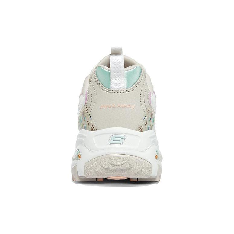 Skechers D'Lites 1.0 Кожа, Сетка Шнуровка Низкие Кроссовки на Толстой Подошве Женские Белый Серый Розовый 149642-WMLT