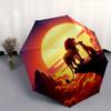 Lion King Sunset Automatic folding umbrella, 8 ribs portable foldable design, best choice for business and going out, birthday, Halloween, C