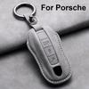 Leather Car Key Cover Case Shell for Porsche Panamera Carman Macann Bobst Cayenne 911 970 981 991 996 Keychain Key Accessories