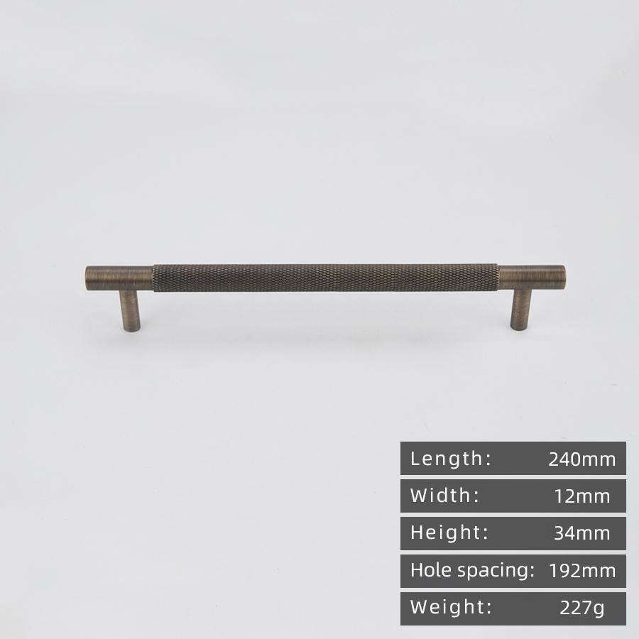 Solid Brass European Retro Knurling Pull Kitchen Cabinet Antique Brass T-Handle Drawer Copper Long Handle
