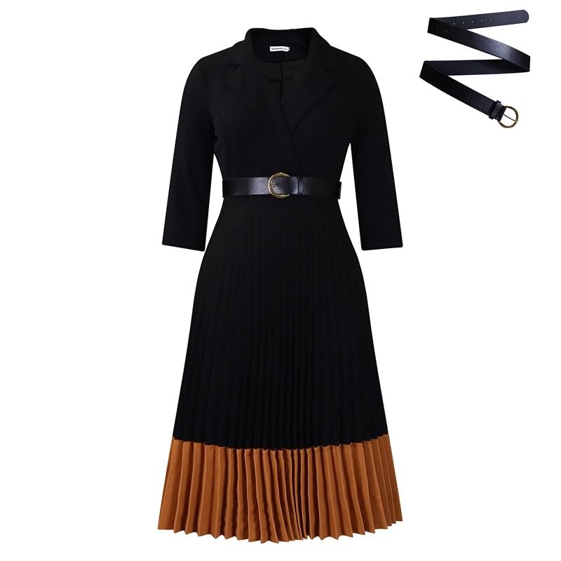 Осенне-зимний европейский и американский модный женский костюм воротник модное элегантное платье