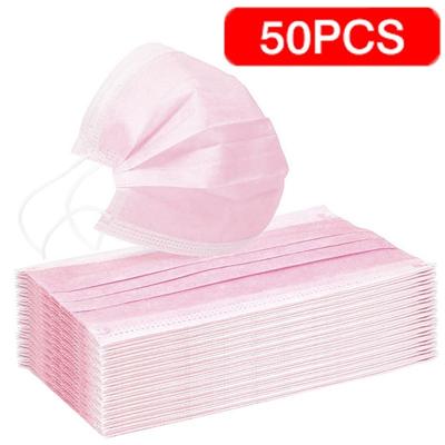 Одноразовая нетканая противопылевая маска для лица, противодымная, дышащая пылезащитная маска с эластичной лентой для наушников, розовая, 10/20/50 шт.