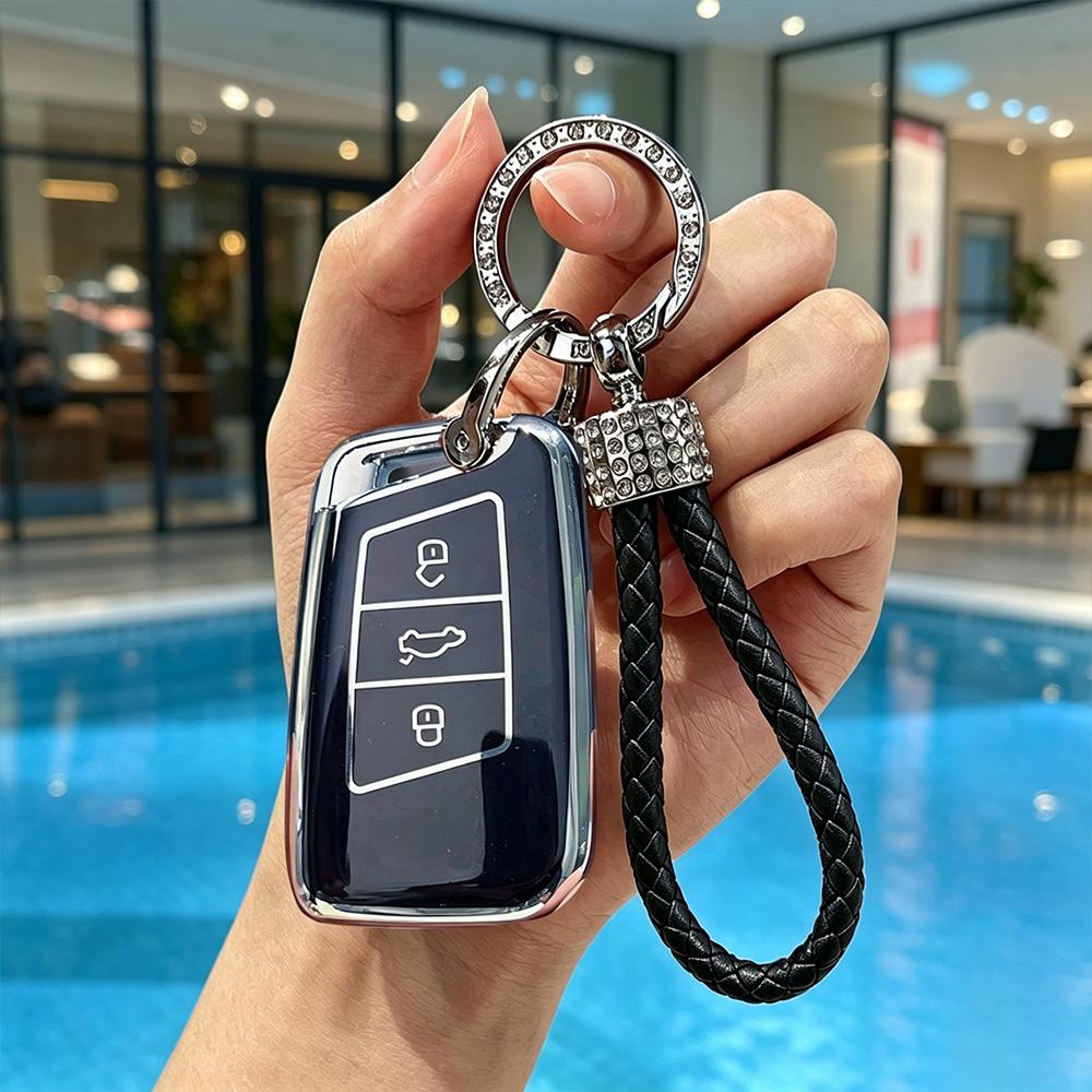 Для Volkswagen Vw Tiguan Mk2 Magotan Passat B8 Cc Для Skoda Superb A7 ТПУ Чехол для ключа автомобиля Полное покрытие Оболочка Брелок Аксессуары