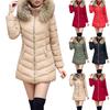 Women's Fashion Solid-Color Mid-Length Cotton Coat / Down-Filled Cotton Jacket / Thickened Slim-Fit Cotton Outerwear
