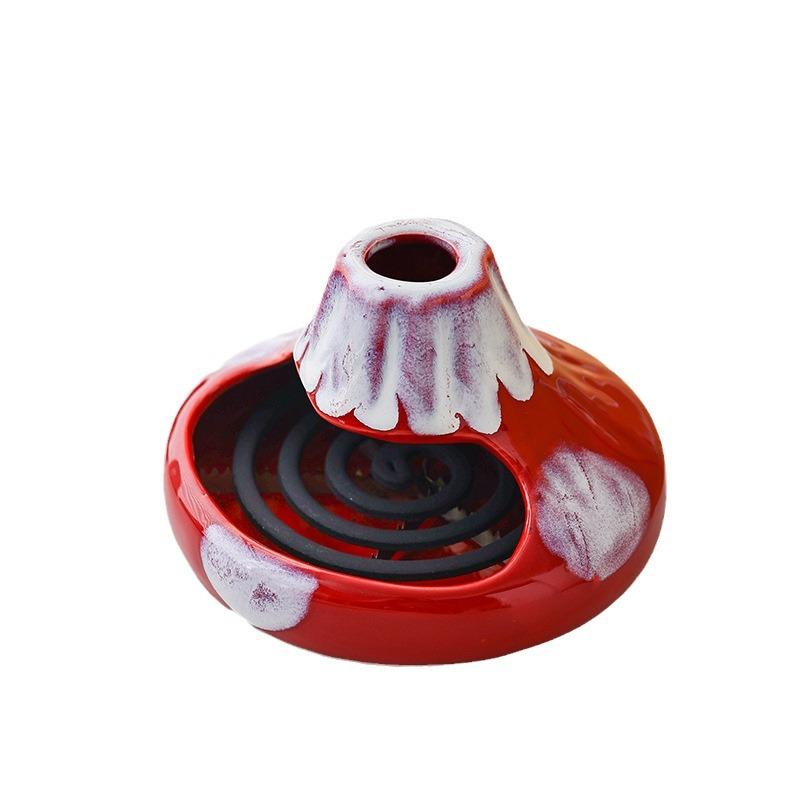 Mosquito Coil Holder Home Creative Ceramic Volcano Mosquito Coil Holder Fire-resistant Mosquito Coil Stove Coil Holder Ash Tray
