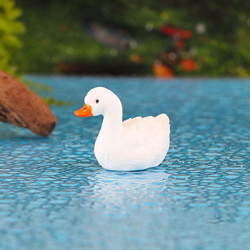 Миниатюрный Белый лебедь, украшение, мультяшная фигурка гуся, микропейзаж, кукольный домик, миниатюрная игрушечная машинка, украшение
