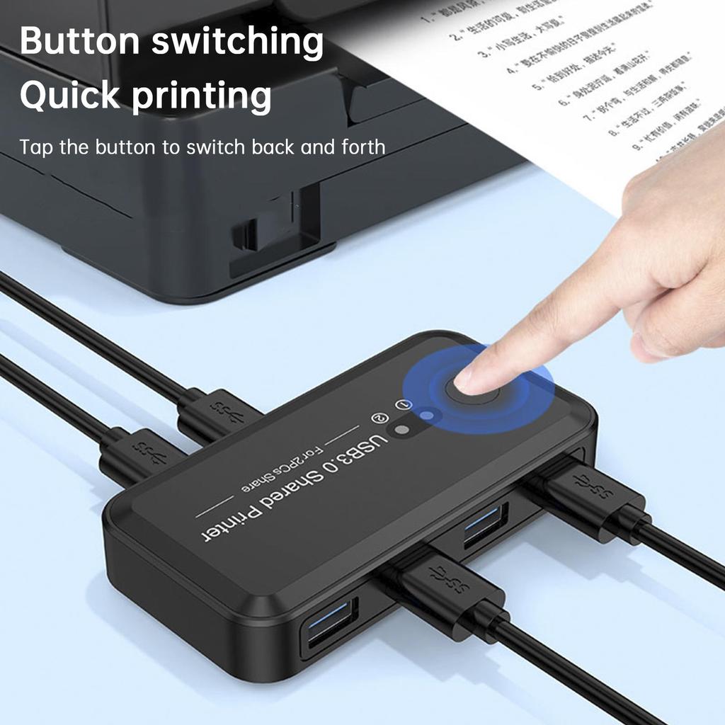 USB3.0 Hub Switcher 2-Input 4-Output Printer Sharing Device Dual Computers Share