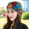 Women's Handmade Knitted Flower Turban Single Layer Hollow Mesh Gradient Color Elegant Artistic Ethnic Style Hollow Hat