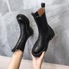 New Winter Elastic Mid-Leg Platform Chelsea Boots Black Platform Plus Size Ankle Boots