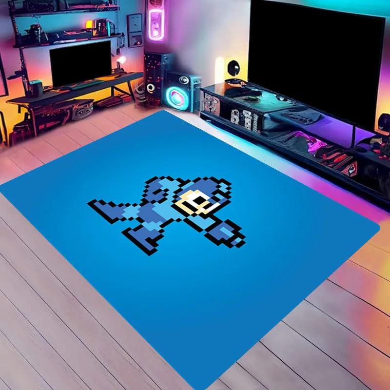 Stylish European and American Series Living Room Robot Game Carpet Mat M-Megaman Pattern Rugs Tent Mats