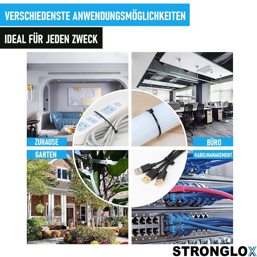 STRONGLOX 100 шт. Профессиональные кабельные стяжки Многоразовые Развязываемые Повторно развязываемые