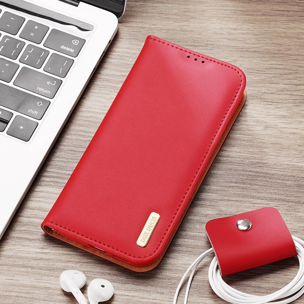 Dux Ducis Hivo Leather Case With Flip Genuine Leather Cover Wallet For Cards And Documents Samsung Galaxy S22+ (S22 Plus) Red