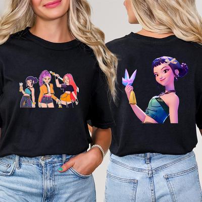 Модные Kpop футболки с коротким рукавом с принтом Demon Hunter Huntrx, футболка Харадзюку для женщин, корейские аниме графические топы, женская одежда