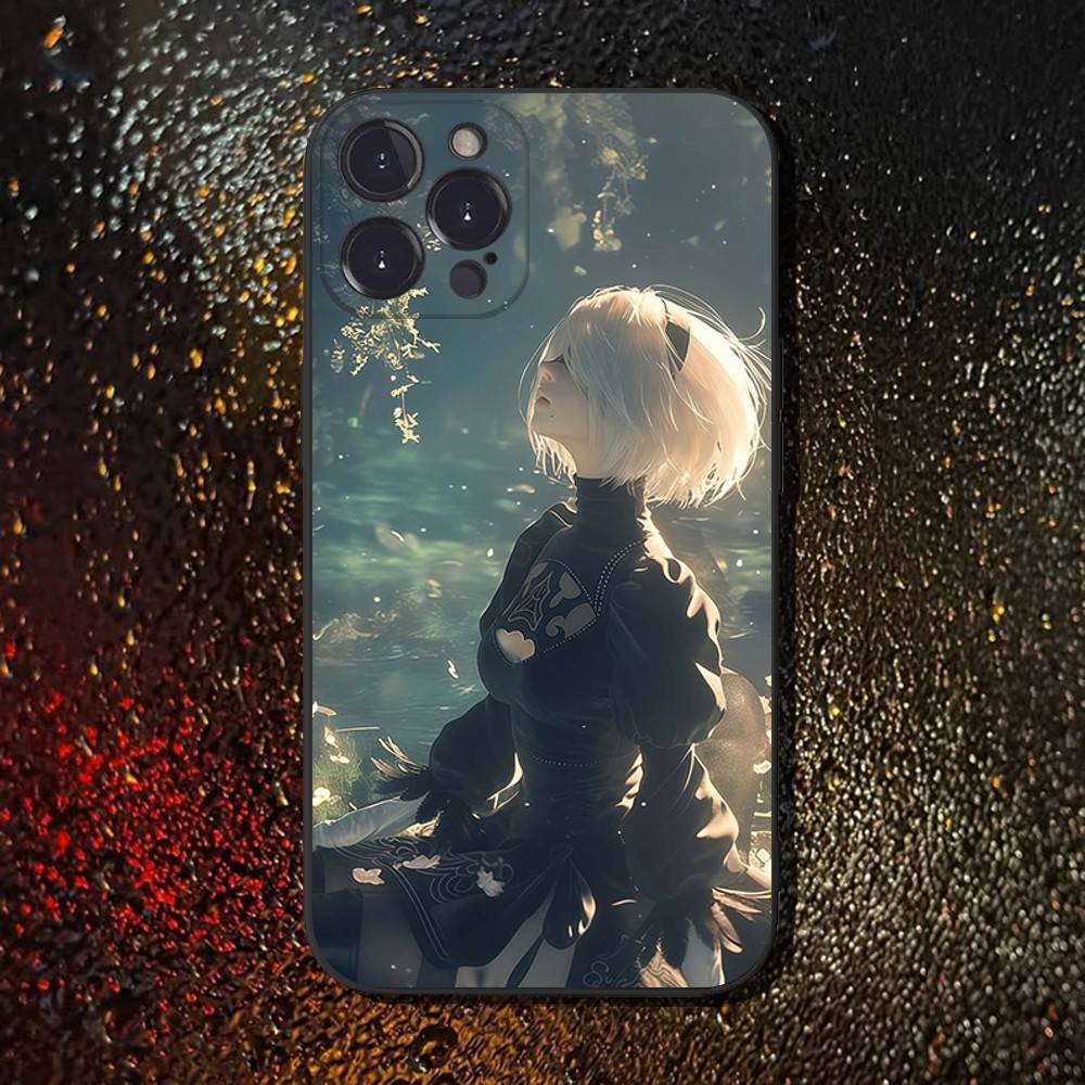 Чехол для телефона Nier Automata Для iPhone 16,15,14,13,12,11 Plus,Pro Max,XS,X,XR,SE,Mini,8,7, Мягкий силиконовый черный чехол
