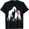 Bigfoot Rock On Hold American Flag Sasquatch Believers Unisex T-Shirt