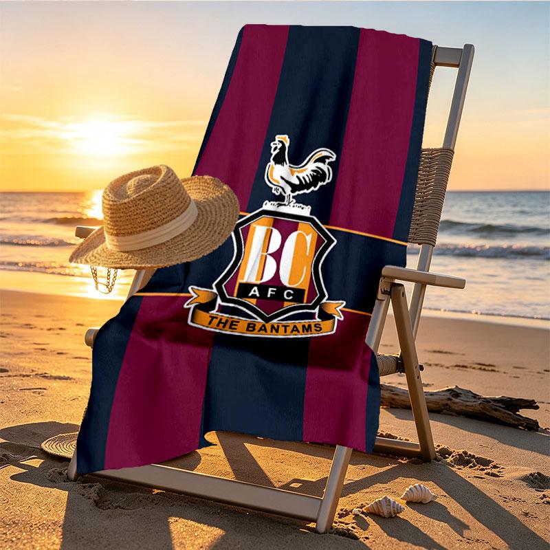 Дизайн пляжного полотенца с принтом Bradford City AFC, Мягкое, Легкое. для дома, ванной, спа, бассейна, йоги, серфинга, кемпинга, подарок семье, другу
