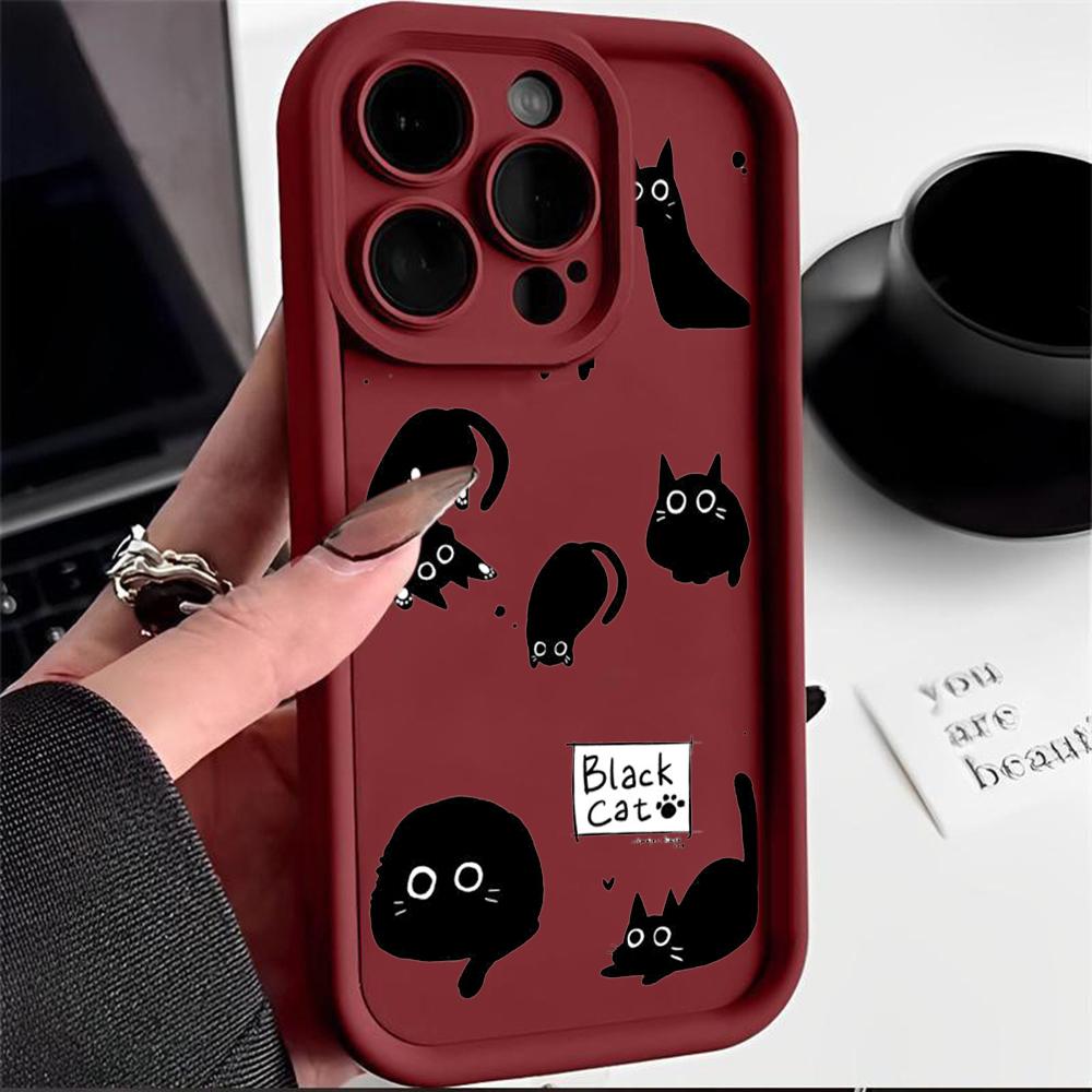 LZ11 cat милый художественный дизайн силиконовый чехол для телефона iPhone 11 13 14 15 16 Pro Max 7 8 16 Plus 12 mini XS Max XR противоударный задний чехол