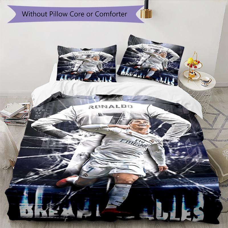 Ronaldo's Football Celebration Moment Bedding Set, Breathable Duvet Cover with Pillowcases, Soft Bed Linen for Bedroom Home Decoration, Perfect Festiv