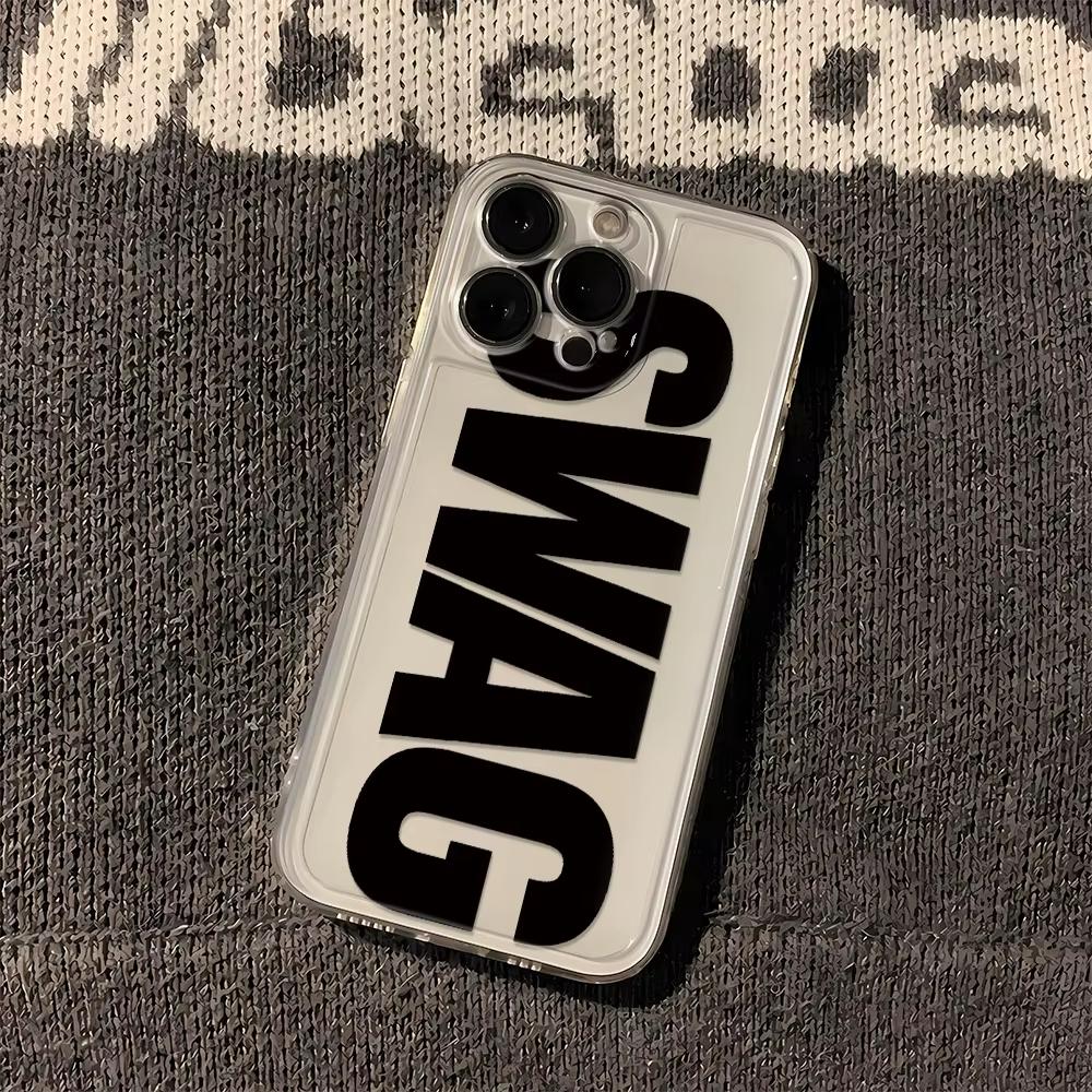 Black And Red Swag Pattern Phone Case For Samsung Galaxy S26 S25 Ultra S24 S23 FE S22 S21 Plus S20 A73 Clear Bumper Cover
