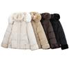 Removal sleeves, fur collar polyester cotton-padded clothes for women's short models, new winter thickened cotton-padded clothes, thin small padded j