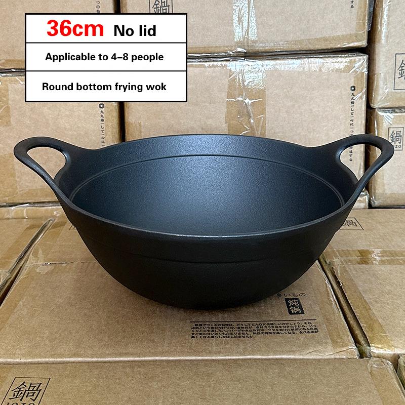 Сковорода Чугунная кастрюля Бытовая большая кастрюля Deepen Old Style Double Ear Бытовая фритюрница Wok 40 см большая чугунная кастрюля