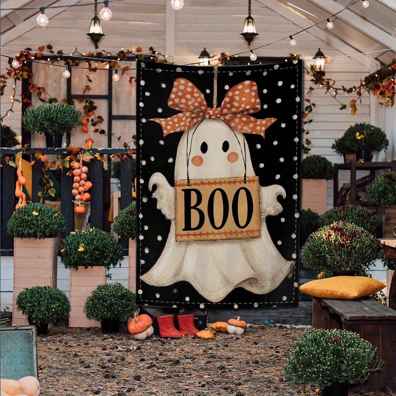 1pc Double-Sided Halloween Garden Flag - Party -  Easy Hang with Hooks - Spooky Halloween Decor, Festive Porch Display