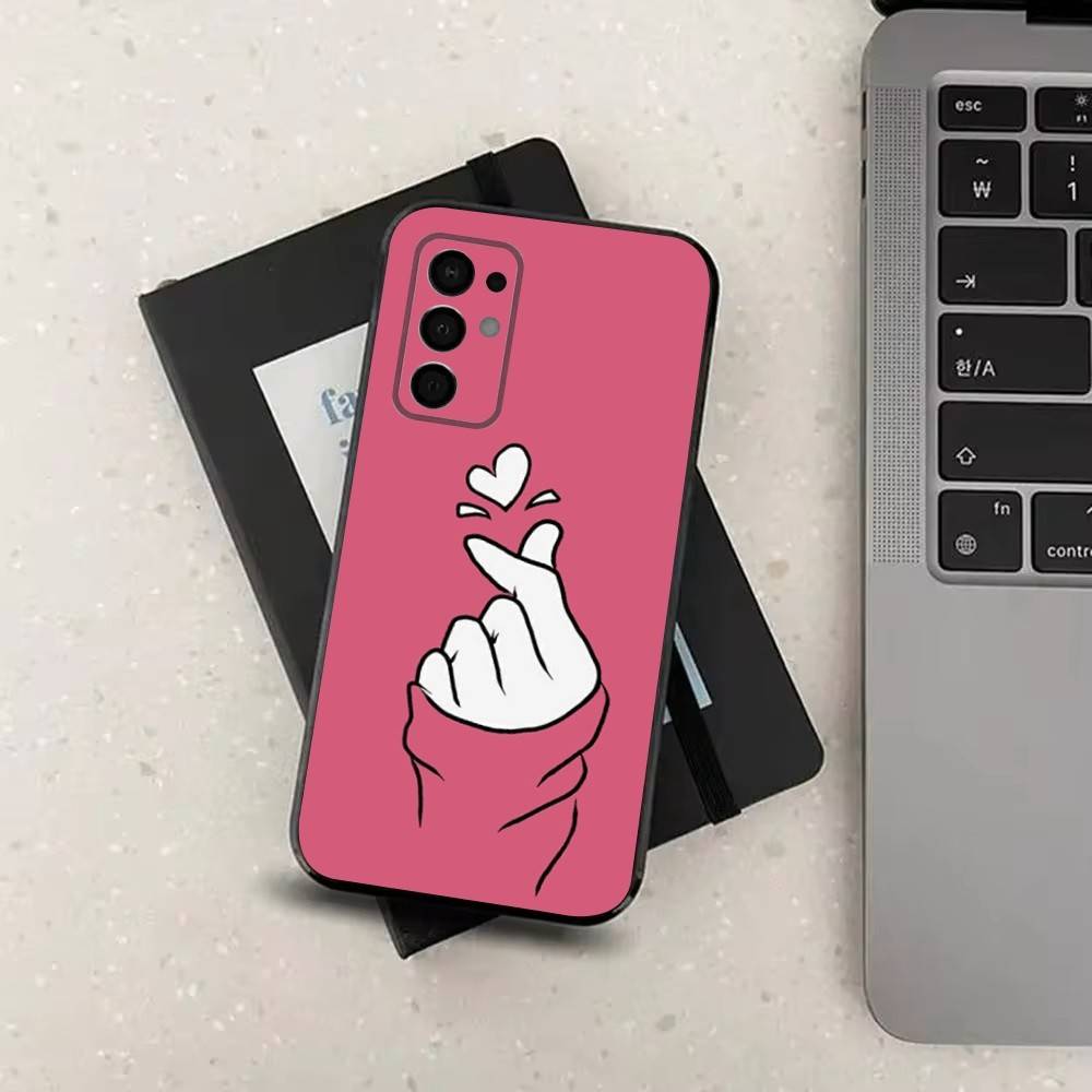 Lovely Hand Heart For Samsung Galaxy A73,J7,22,Note,72,41,31,8,9,52,71,53,32,Soft Black Silicone Cover Case