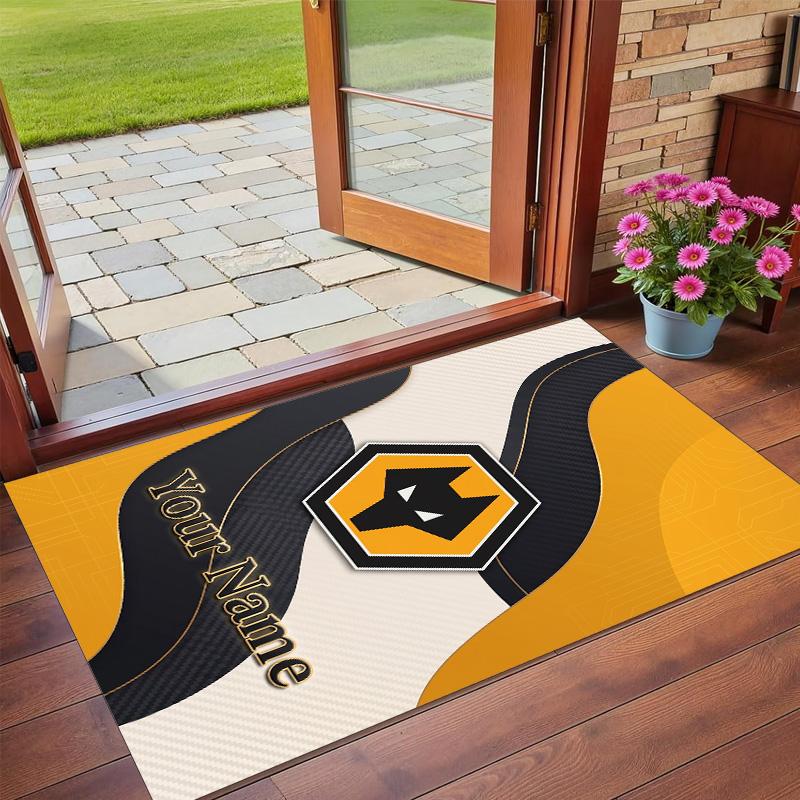 Crystal Velvet Rug Custom Name Text, Soft Non Slip Floor Mat Home DecorWolverhampton Wanderers Football