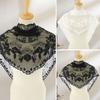 Triangle Scarf Lace Satin Shawl Scarf Hollow Embroidery Flower Pattern Beach Sun Protection Shawl Women
