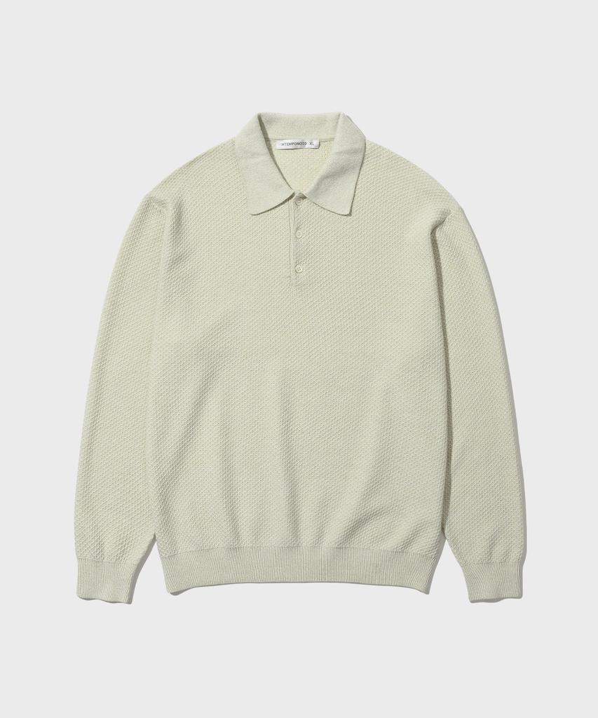 INTEMPOMOOD Soft Touch Waffle Collar Knit_Stone Gray