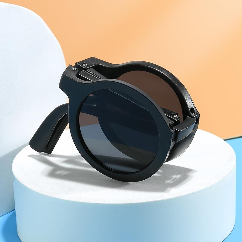 New Folding Children's Sunglasses Fashionable Round Sunglasses Boys and Girls Baby Cute Glasses Sunshade UV Protection