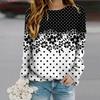 Tops For Women Polka Dot Flower Print Round Neck Long Sleeve T-shirt Fall Casual Slim Pullover Women's Long Sleeve Top