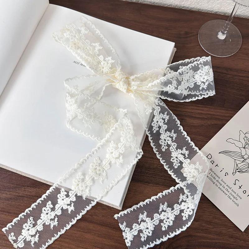 Retro Lace Long Strip Silk Scarf Headband Hair Ring Hair Rope Womans Tied Hair Turban Ribbon Lady Headdress Multifunctional Belt