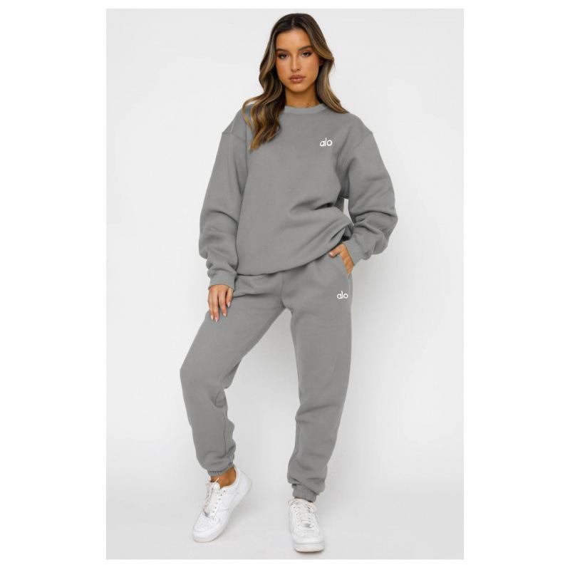 Женский теплый костюм с принтом в европейском и американском стиле: Худи и длинные брюки, повседневный комплект для осени/зимы