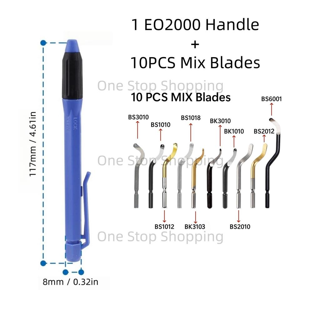 EO2000 Deburring Tool Set with various Replacement Blades Great Burr Remover Hand Tool for Wood Plastic Aluminum Copper Steel