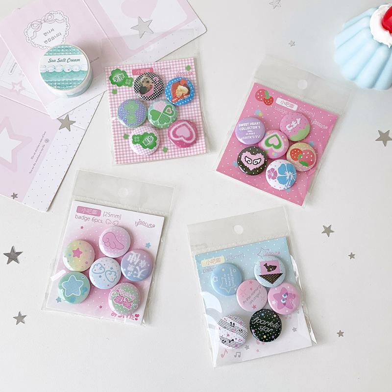 Y2K Kawaii 6/24Pcs Cartoon Badges Japanese Retro Look Ideal for DIY Arts and Crafts
