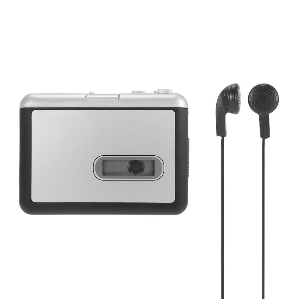 Конвертер кассеты в MP3, сохранение на USB-флеш-диске, автономное записывающее устройство с автоматическим разделением на разделы и наушниками, черный с серым