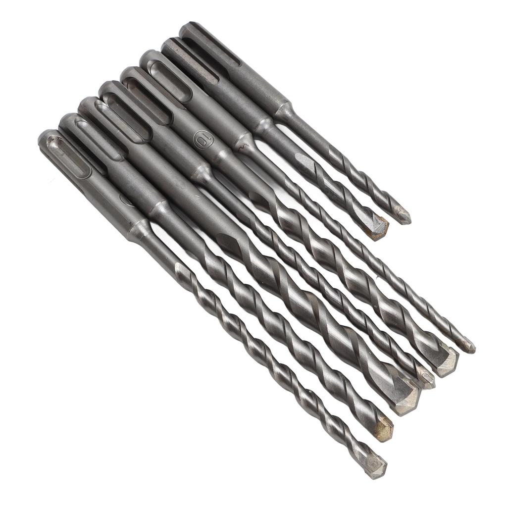 8Pcs Hammer Drill Bit Carbide Tip 2 Flute Drilling Tool Set Kit for Concrete