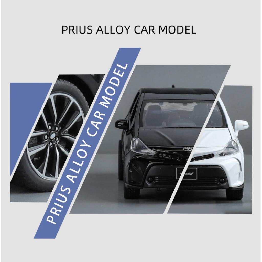 1/32 TOYOTA PRIUS Модель автомобиля из сплава Литой металлический транспорт Модель автомобиля Звуковая и световая симуляция Коллекция Детская игрушка Подарок