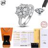 Cbtb Fashion Round big flower Ring 3ct D Color Moissanite Silver 925 Wedding Jewelry