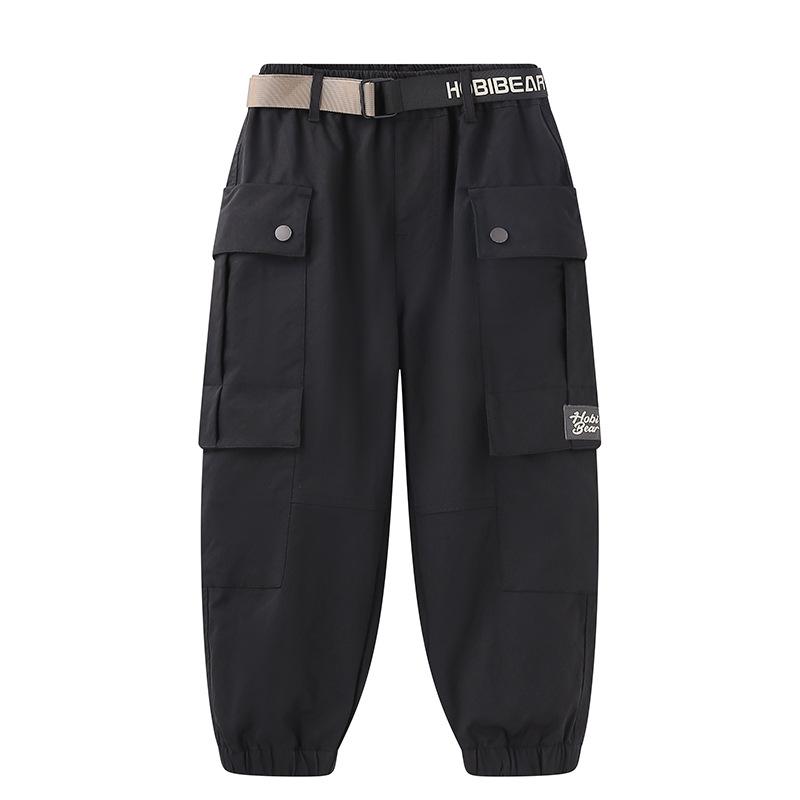 Boys Cargo Pants Kids Elastic Waist Jogger Trousers With Multiple Pockets Outdoor Sports Casual Pants For Children